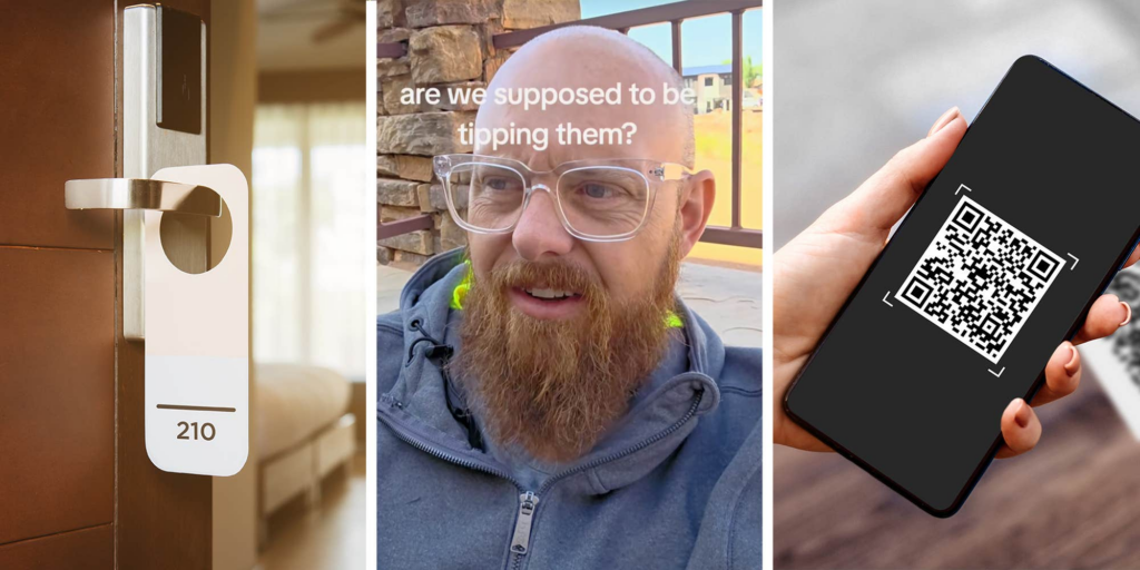 "Am I missing something here?": Man goes to his hotel room. Then he spots a QR code asking him for a tip