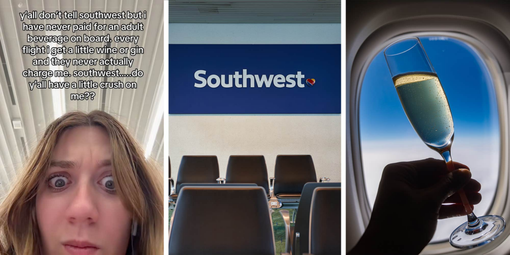 "Y'all don't tell Southwest": Woman says she's never paid for a drink on a flight. But how?