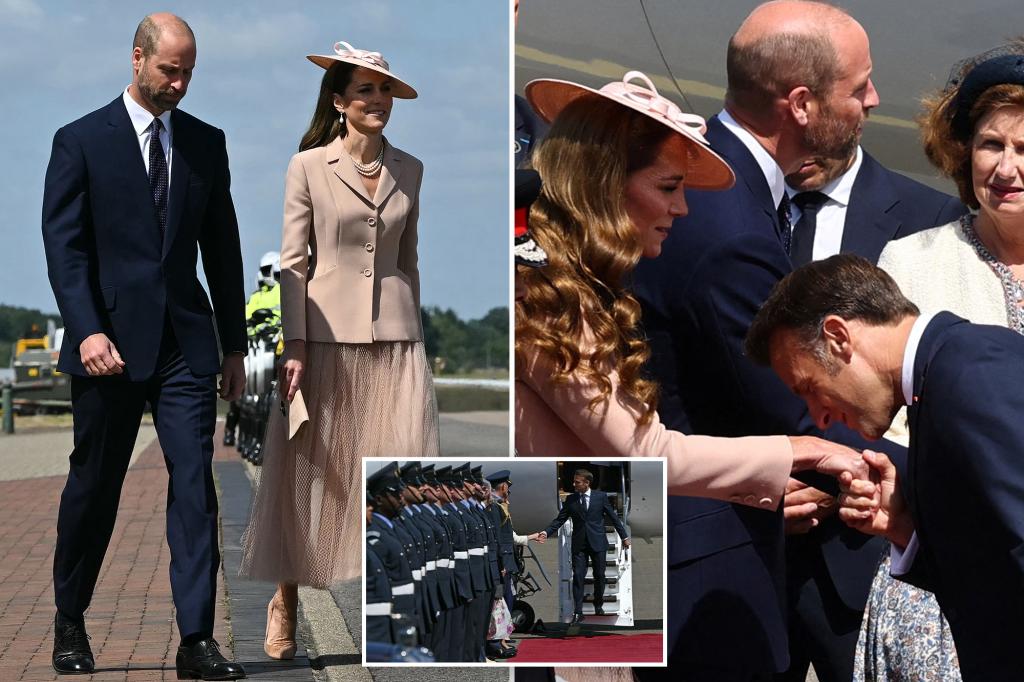 Emmanuel Macron greeted by Prince William and Kate Middleton as he arrives in UK for 3-day state visit