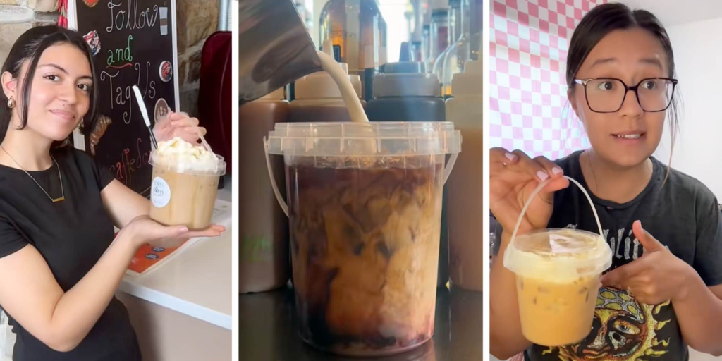 "I’d need a beach bathroom immediately": Gigantic coffee buckets are the latest TikTok food trend