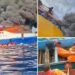 Ship carrying hundreds catches fire in Indonesia as frightened passengers were seen jumping into ocean to escape deadly blaze
