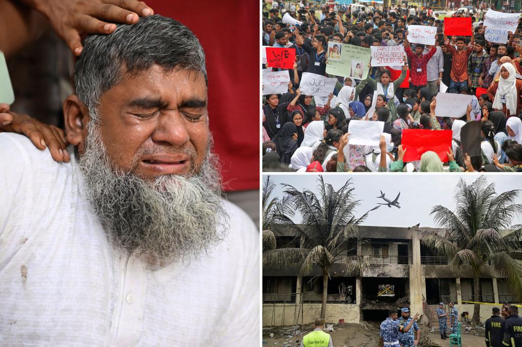Bangladesh students protest after air force training jet crashes into school, killing 31