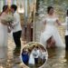 Determined Filipino couple walk down flooded aisle on wedding day after church is hit by Typhoon Whipa