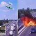 Plane nosedives and crashes into busy Italian highway, killing two in fiery explosion