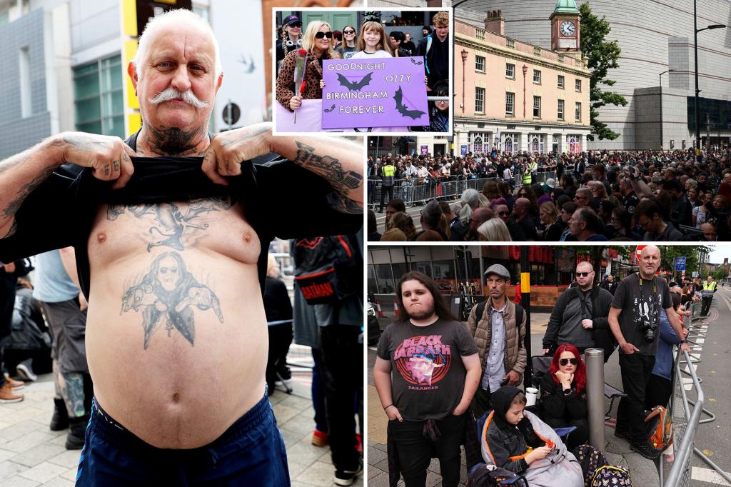 Thousands of Ozzy Osbourne fans line the streets of Birmingham ahead of Black Sabbath star’s funeral procession