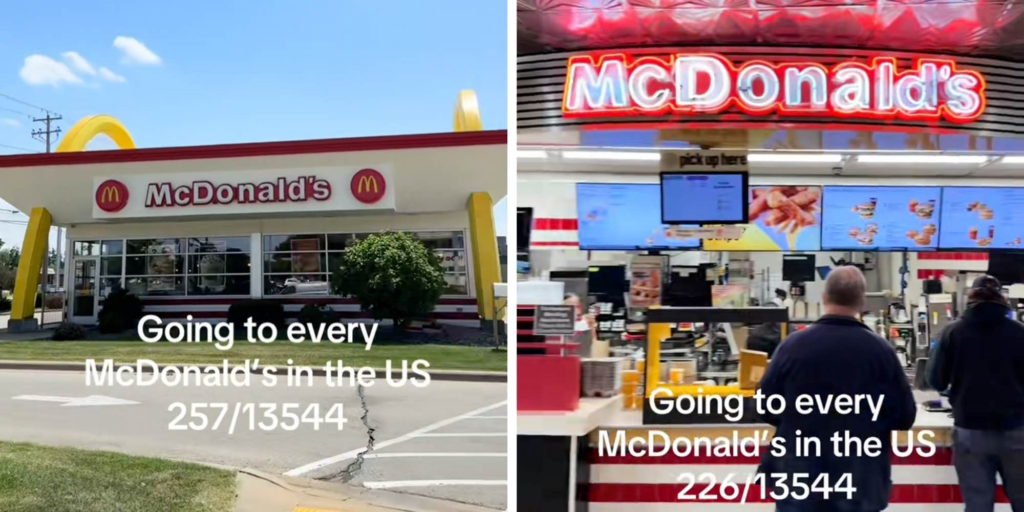 "I go to around 60-90 a month": A man is on a journey to visit all 13,544 McDonald's in the U.S.