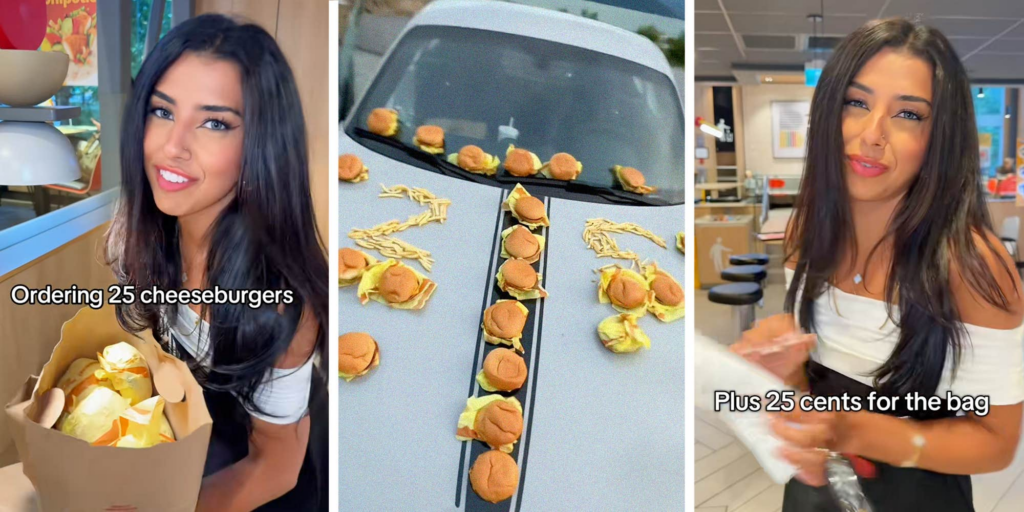 Influencer orders 25 McDonald's cheeseburgers—complains about the 25-cent bag charge
