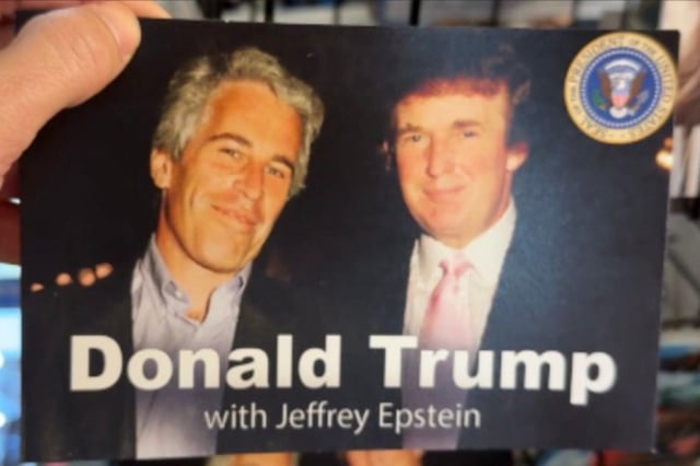Pranksters fill Trump Tower gift shop with pictures of Epstein with the president