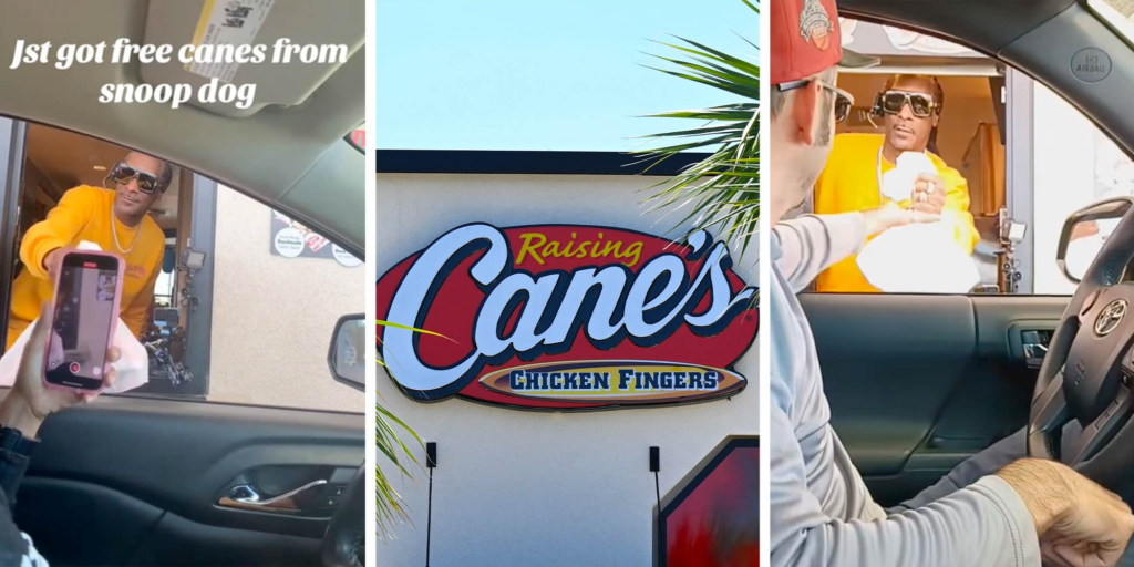 Snoop Dogg surprises customers in the Raising Cane's drive-thru window