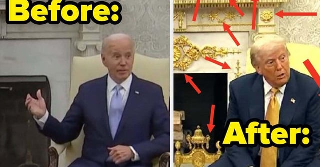 This 'Then And Now' Picture Of The Oval Office Is Going Viral And Says So, So Much About The Trump Administration | "It's like the Dollar Tree version of Versailles."