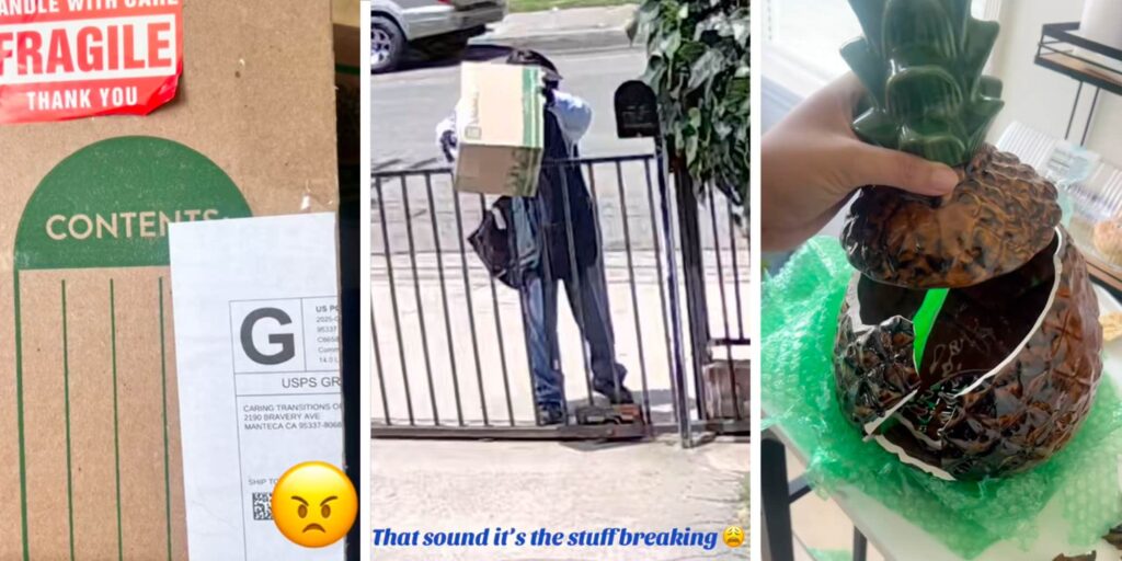 "You want them to hop the gate?": USPS mail carrier throws "fragile" box, breaking contents. Then viewers start picking sides