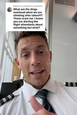 Pilot Pete replied to a TikTok user's question in a June 17 video with 2.9 million views.
@xrayvision wrote, "What are the dings overhead when we are climbing after takeoff? Those scare me. I know you are alerting the flight attendants about something but what?"
