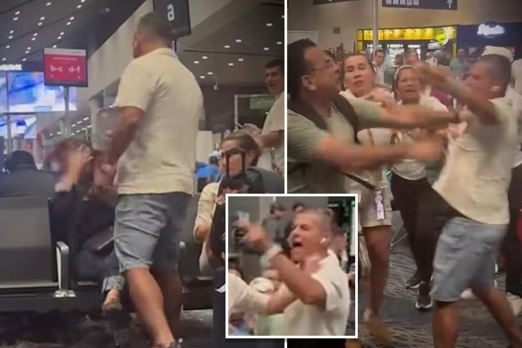 Vile footage shows man slap woman for refusing to give up seat at Colombian airport terminal: ‘Get up or I’ll get you up’