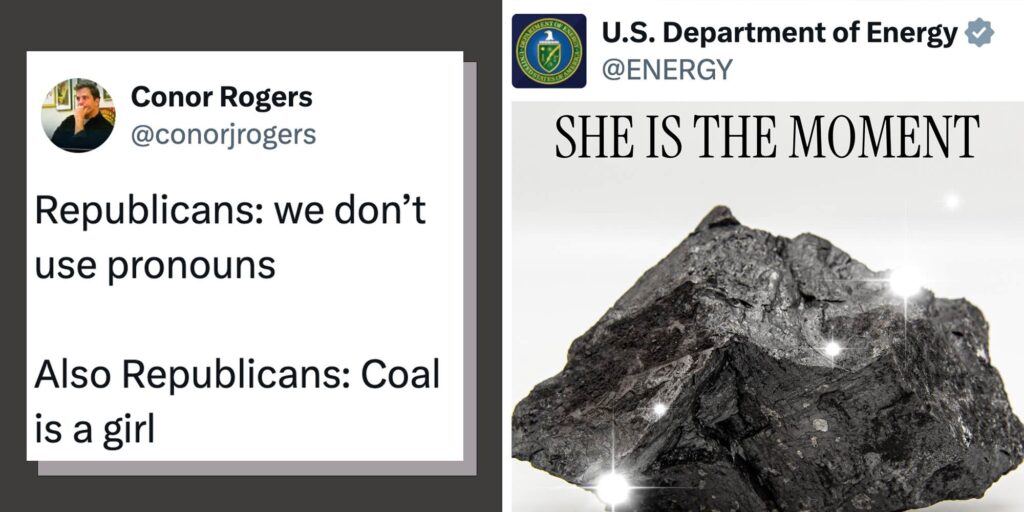 Coal is female now?": Internet mocks government tweet calling coal "she" and "the moment