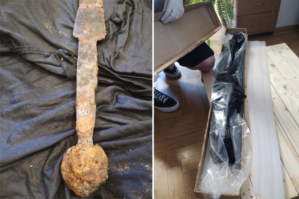 Fisherman inadvertently reels in 700-year-old sword from Polish river