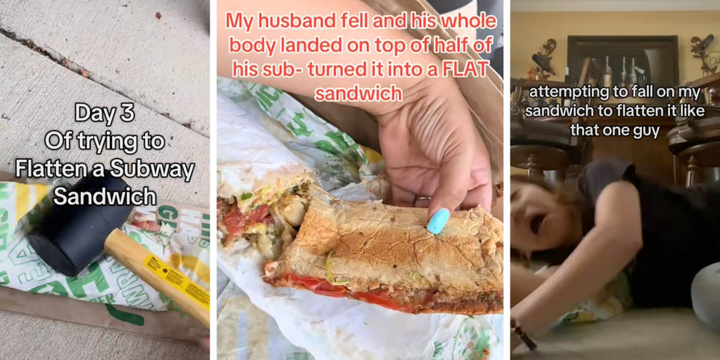 "Became 2-dimensional": Man falls onto his Subway sandwich and completely flattens it. Now, people are trying to recreate the viral flat sandwich on social media
