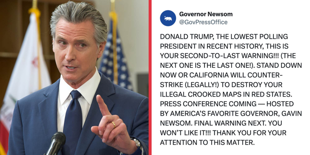 Gavin Newsom trolls Trump by tweeting just like him, and the internet loves it