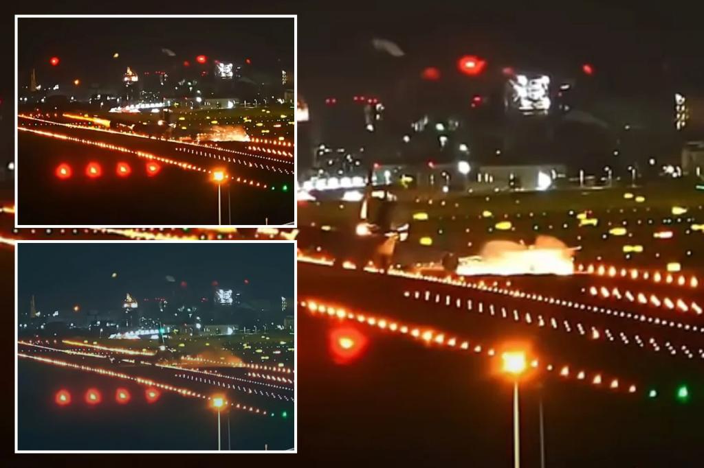 Shocking footage shows teetering UPS cargo plane’s wing scraping the runway while landing in Taiwan during typhoon