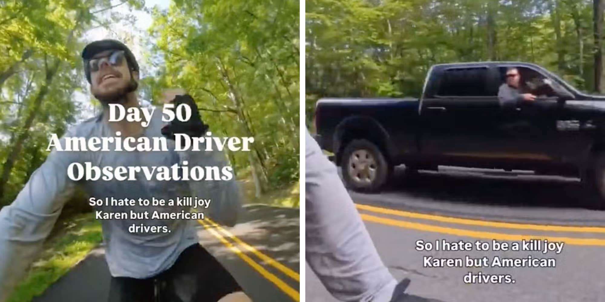 "Haven't experienced this anywhere else": Foreign cyclist lists the 4 most unhinged ways American drivers mess with him