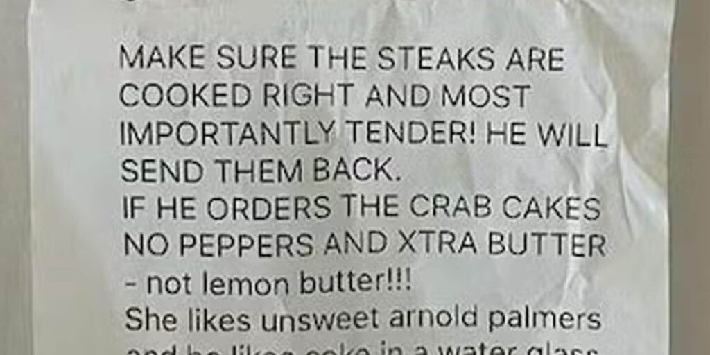 Restaurant's over-the-top "do not mess this up" instructions for a regular leave people shook
