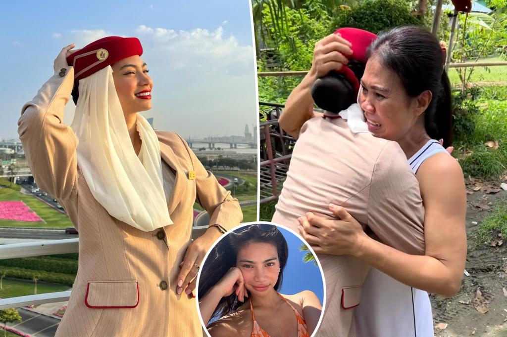 Flight attendant’s touching reunion with mom goes viral after being separated for almost a year