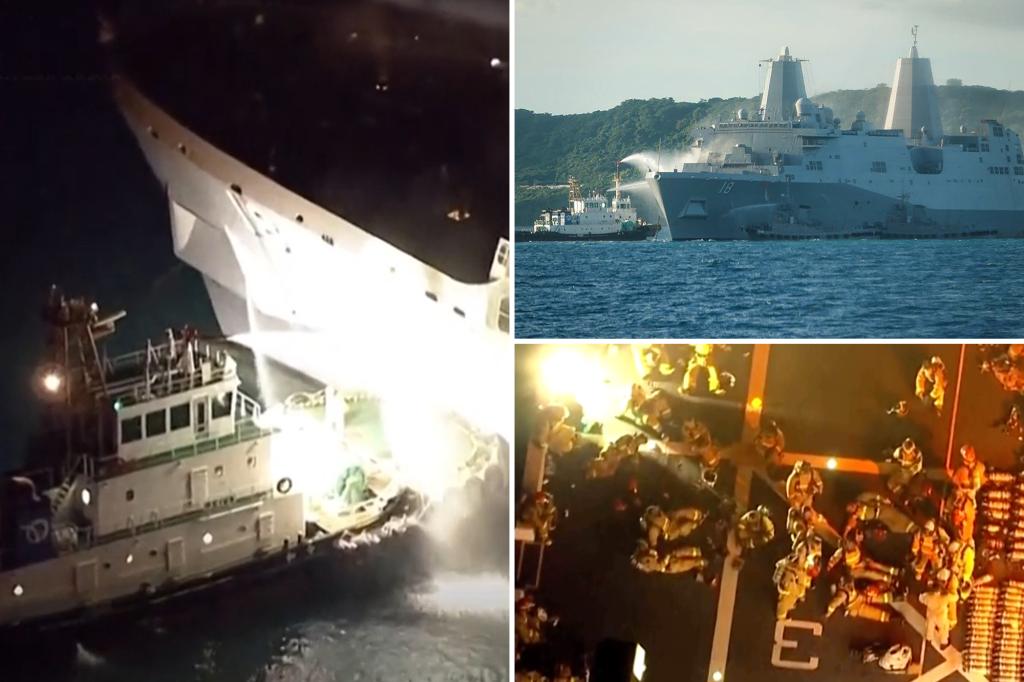 Fire on US warship off Japan injures 2 sailors before being extinguished