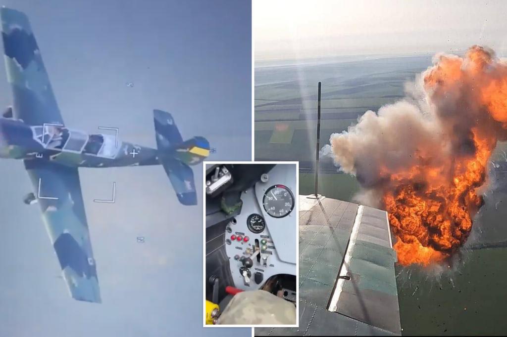 Ukrainians hunt Russian drones dangling out of prop planes with shotguns in WWI throwback