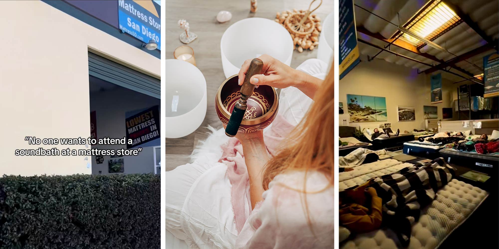 "Fighting the money laundering accusations": Mattress Store in San Diego hosts a sound bath