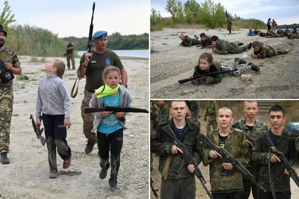 Russian kids learn to throw grenades, carry rifles in training to be next generation of Putin’s military