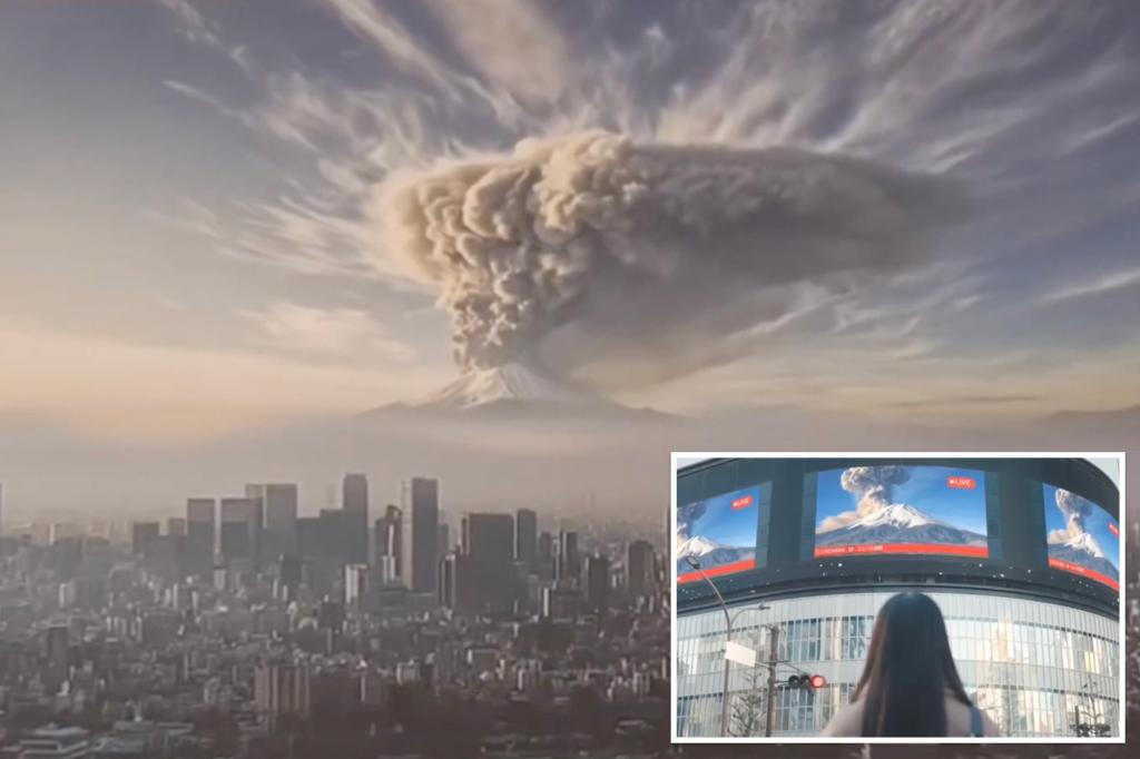 Japan releases Mount Fuji eruption warning with eerie AI simulation
