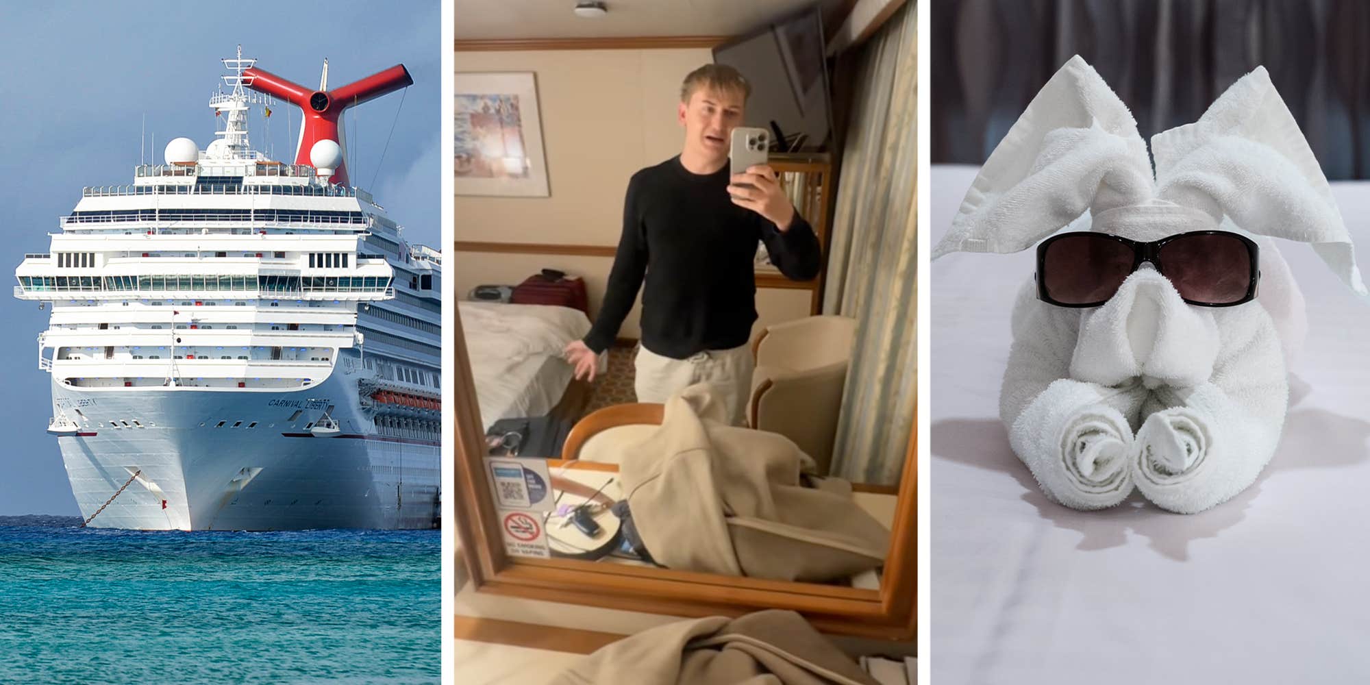 Carnival cruise-goer finds pre-wrapped towel animals under his bed