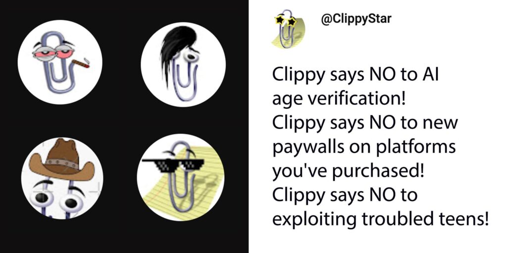 Clippy the paperclip is taking over profile pics across the internet in protest of big tech