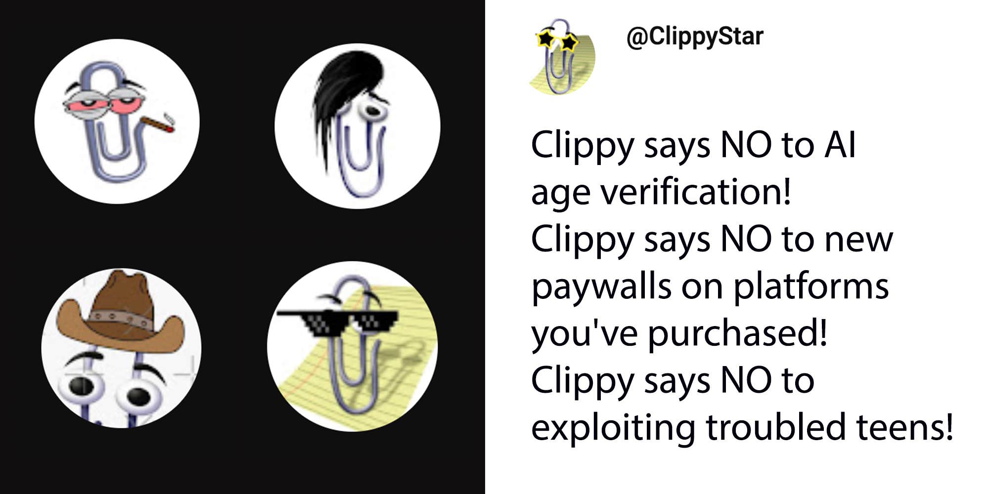 Clippy the paperclip is taking over profile pics across the internet in protest of big tech