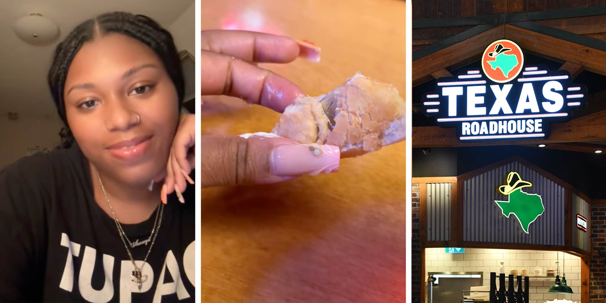 Family discovers staples inside a Texas Roadhouse roll. Manager gaslights them, saying the restaurant is a "staple-free premise"