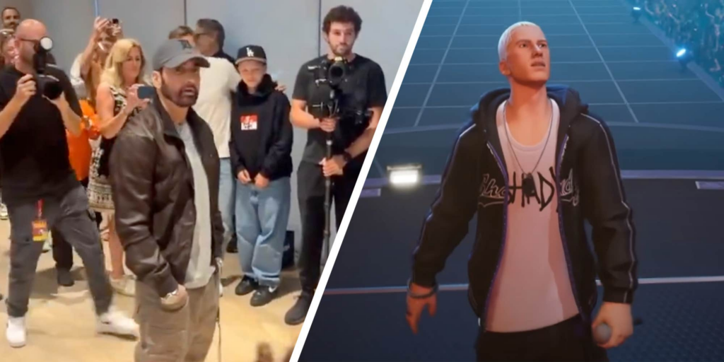 "Good luck to that guy": Eminem laughs off being called "the guy from Fortnite" at event