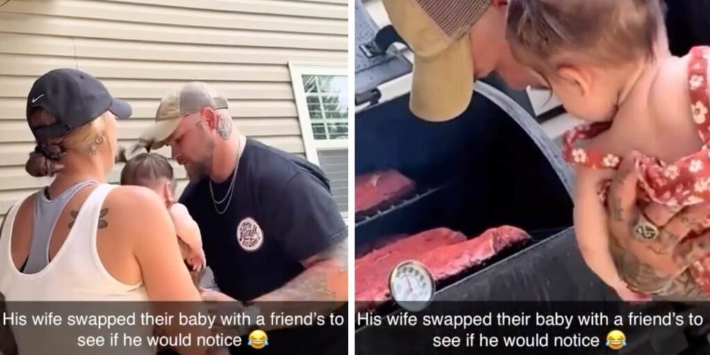 "I'd go insane if my husband failed this bad": Dad gets dragged for failing to recognize his own baby during a switcheroo prank