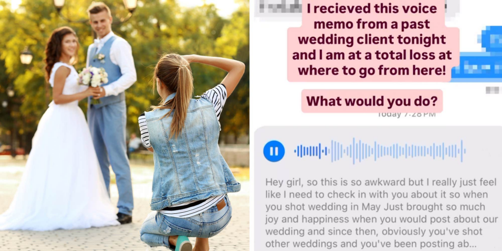 "Masterful job": Wedding photographer receives request from "jealous" bride asking to be posted to social media "every three" posts