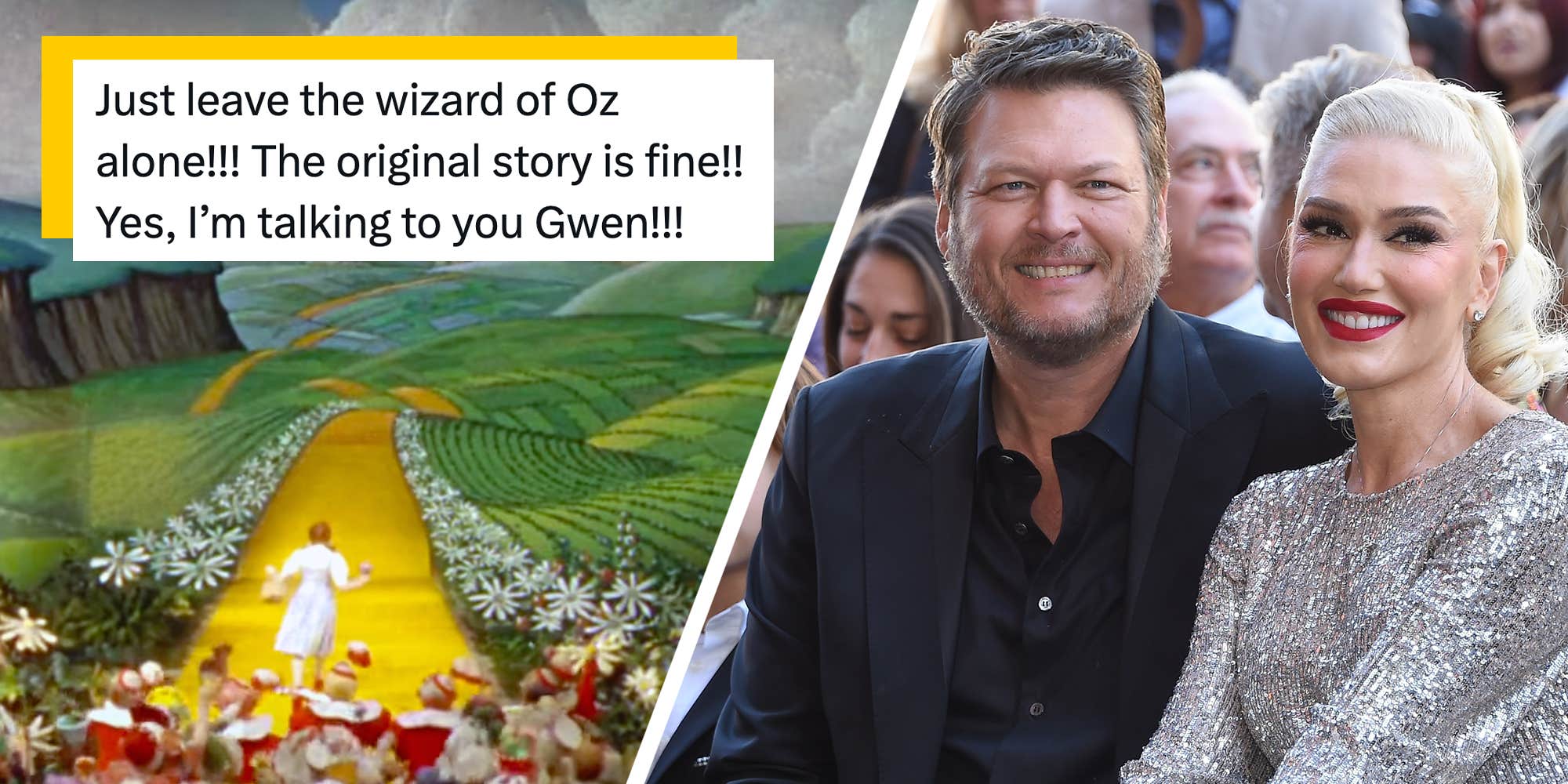 "Nonsense": A youth-oriented "Wizard of Oz" reboot is coming from Gwen Stefani and Blake Shelton—fans react