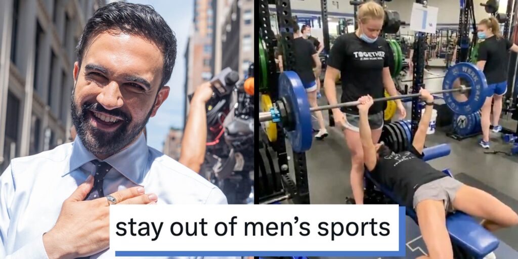 "Now you're competing against men?": Riley Gaines tries to flex on Zohran Mamdani by benching more than him