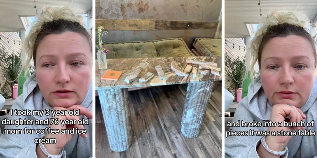 "Sue them!": Toddler breaks $1,600 table at cafe. Mom says she was pressured to hand over credit card on the spot