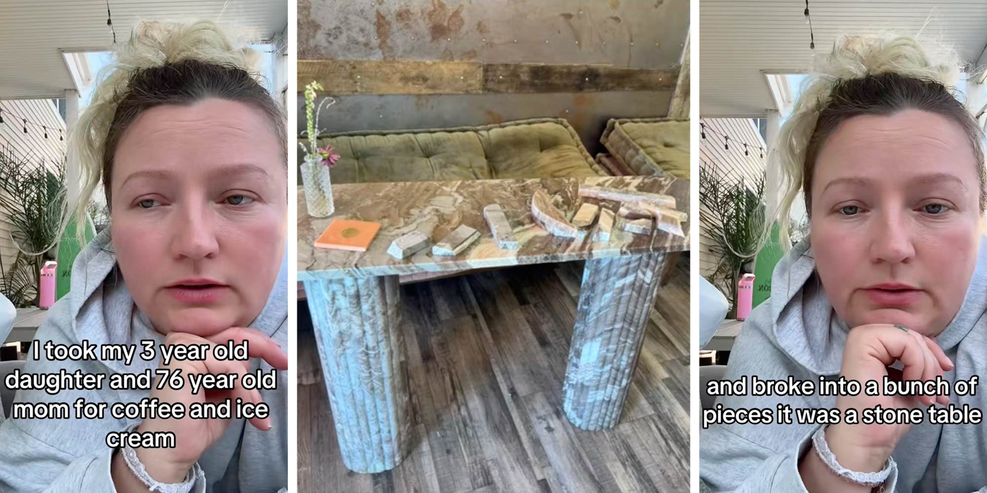 "Sue them!": Toddler breaks $1,600 table at cafe. Mom says she was pressured to hand over credit card on the spot