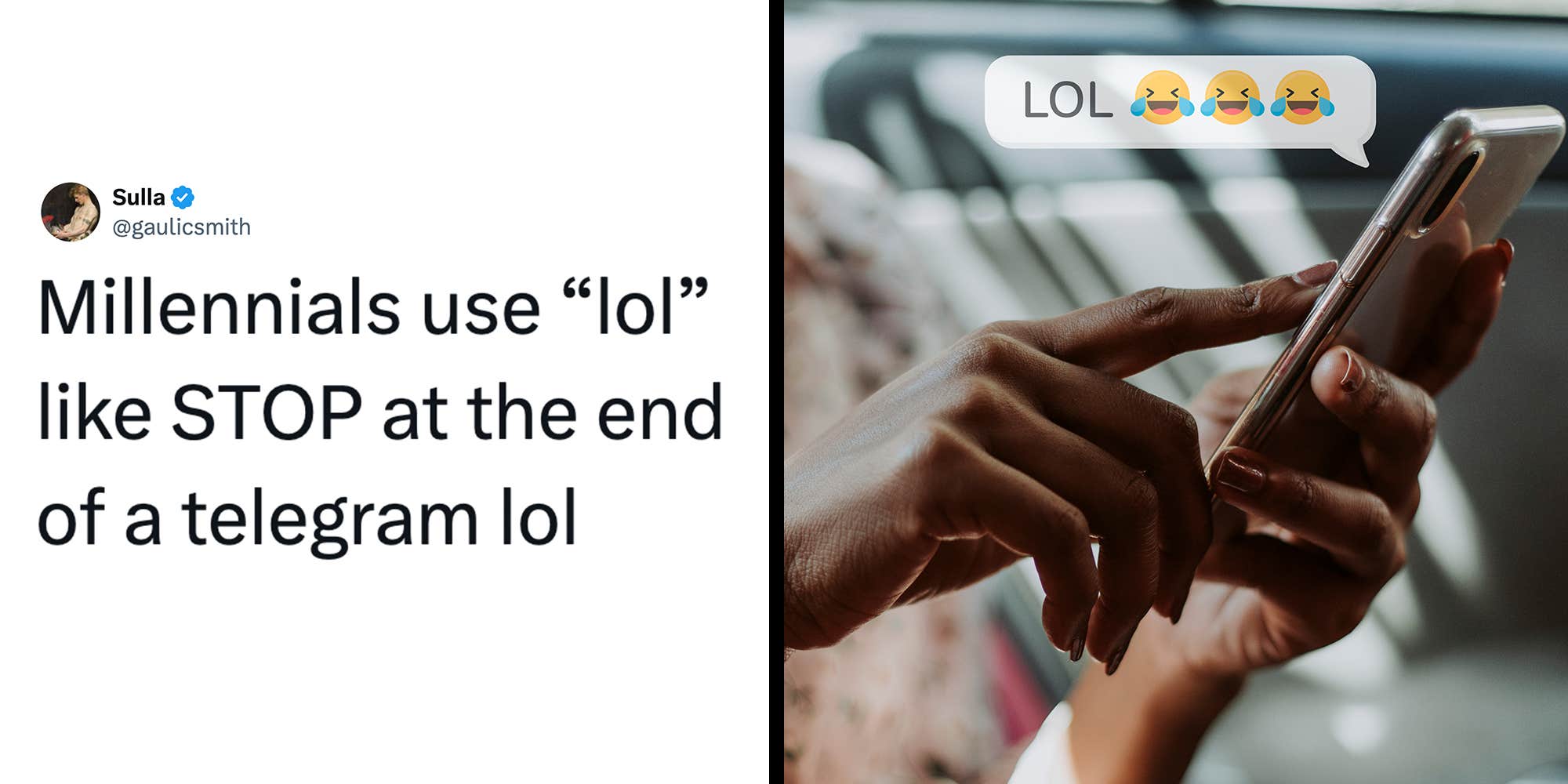 That's my emotional support lol": Millennials are crashing out after Gen Z points out they end every text with "lol