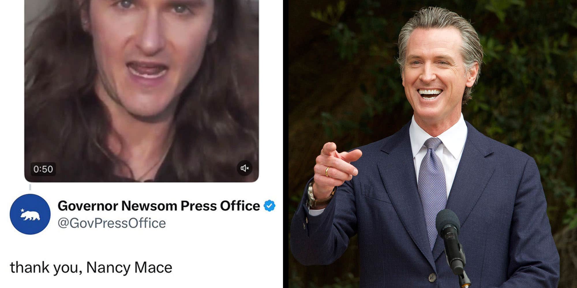 What's behind Gavin Newsom's "Thank you, Nancy Mace" tweet? Posting like Trump and misgendering the South Carolina representative