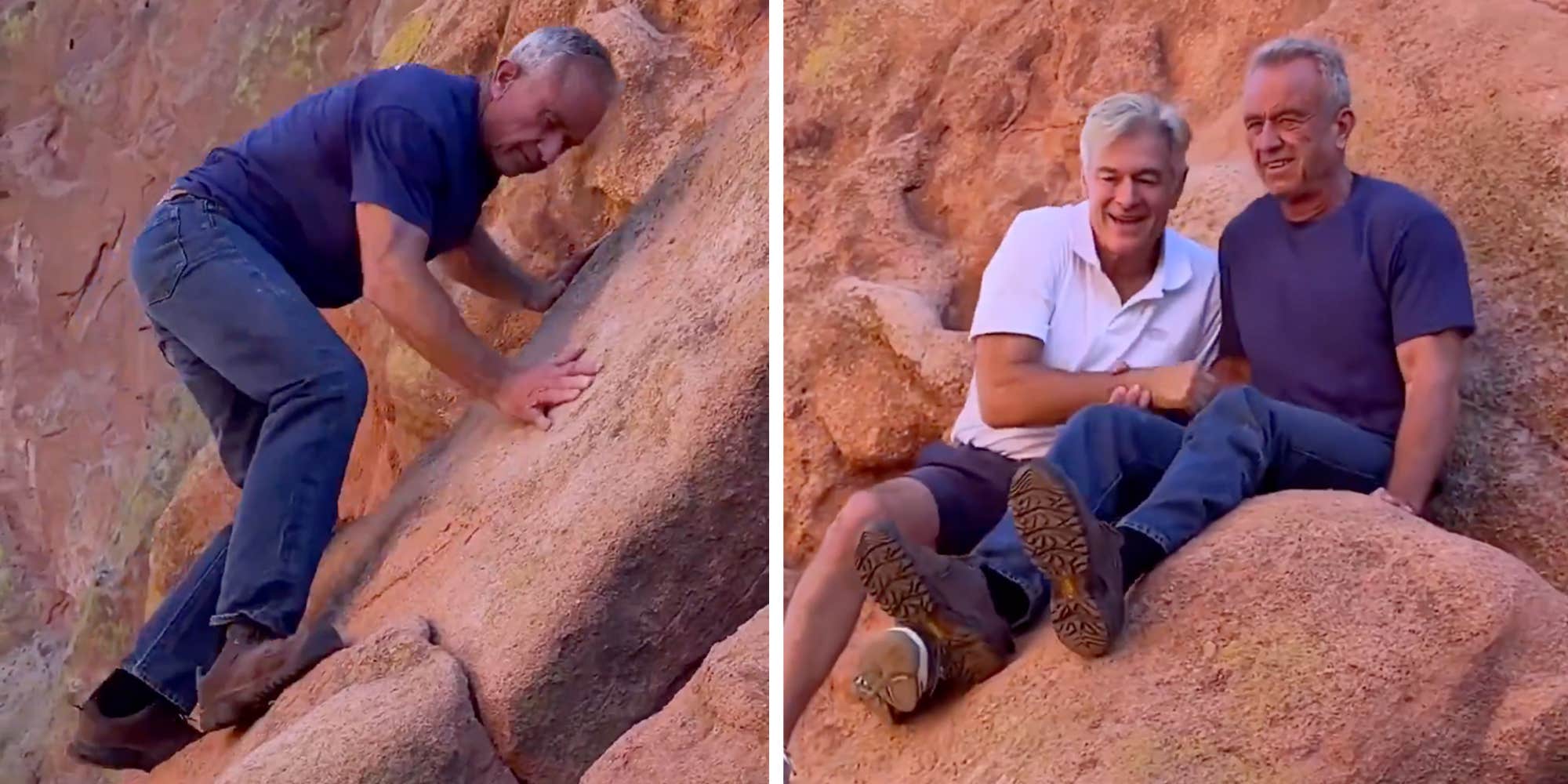 "Who climbs in jeans?": Internet can't stop laughing at RFK Jr. and Dr. Oz's wobbly rock ascent