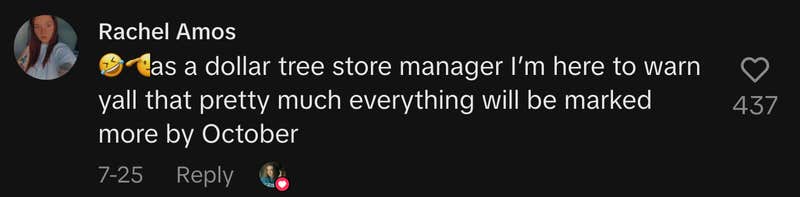 “🤣🫡 As a Dollar Tree store manager I’m here to warn y’all that pretty much everything will be marked more by October.”