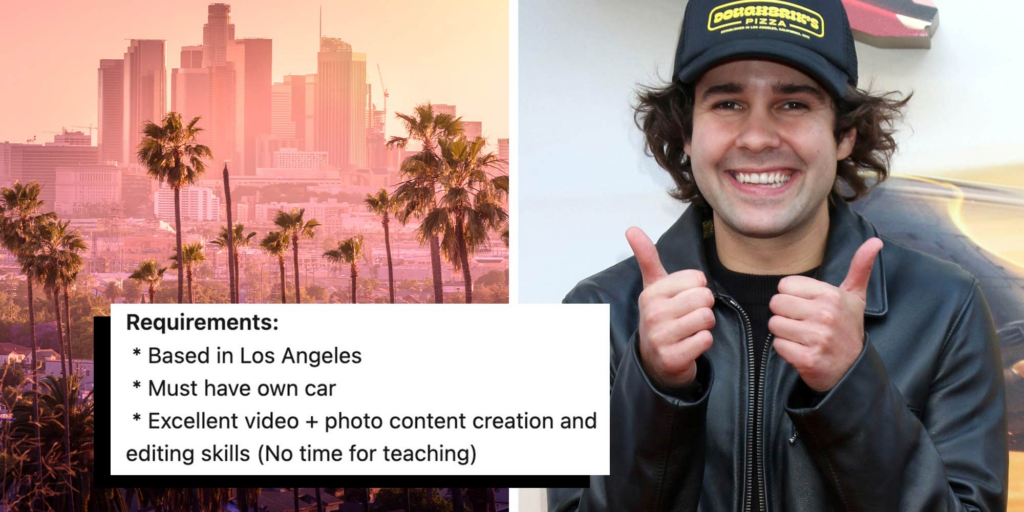 "50K in LA is diabolical": David Dobrik's job listing for a content manager sparks backlash