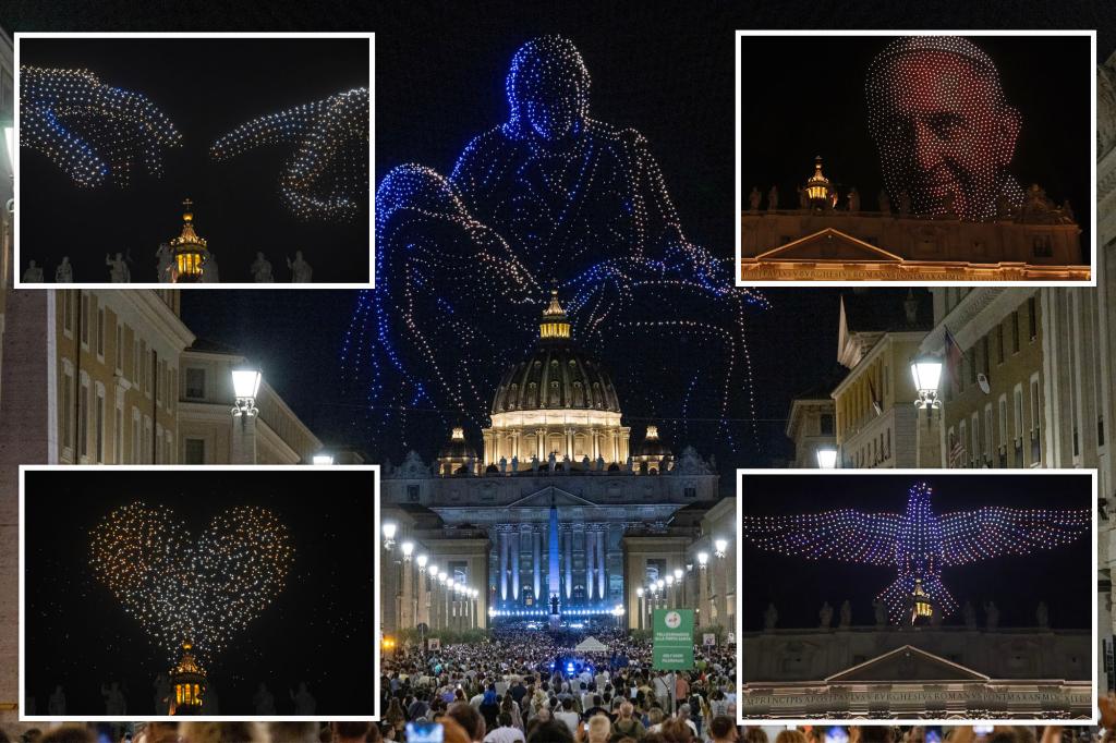 Spectacular drone show over Vatican recreates Michelangelo’s ‘Creation of Adam,’ Virgin Mary