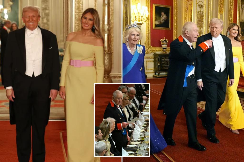 Trump arrives at UK State Dinner with King Charles — as Melania stuns in brilliant yellow gown
