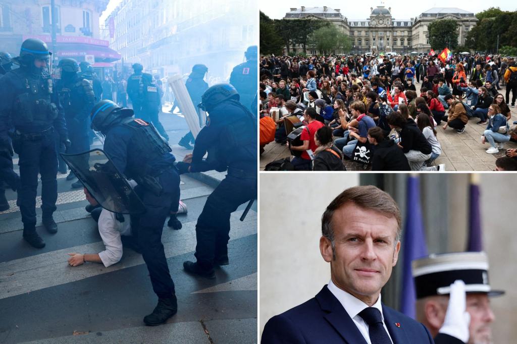 Protesters against Macron and new prime minister flood the streets of France