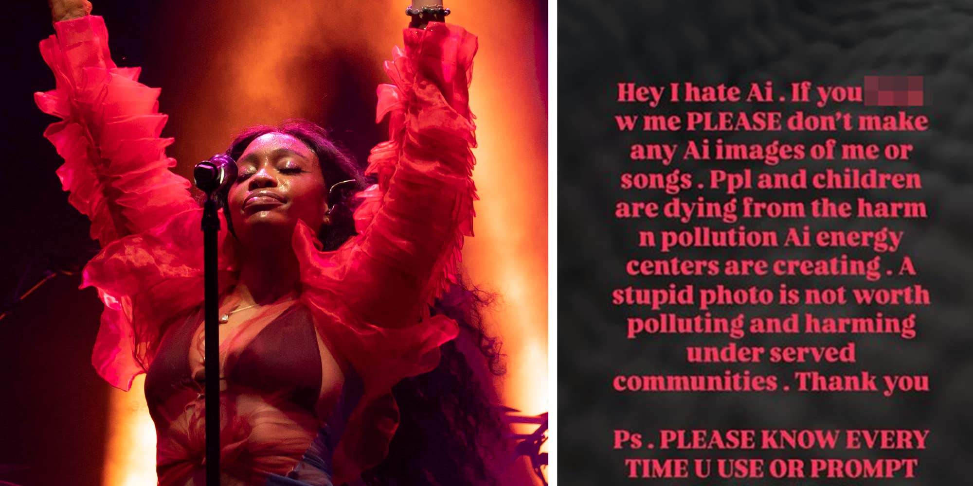 "Hey I hate AI": SZA asks fans to stop creating AI-generated photos using her likeness